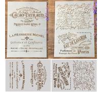 Stencil per dipingere su legno, 2 pezzi, formato A4, 29 x 21 cm, con parole francesi, riutilizzabili, stencil per dipingere su parete, accessori per la creazione di biglietti, decorazioni per la casa
