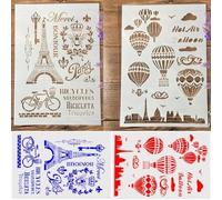 Stencil per dipingere su legno, 2 pezzi, formato A4, 29 x 21 cm, con parole francesi, riutilizzabili, stencil per dipingere su parete, accessori per la creazione di biglietti, decorazioni per la casa