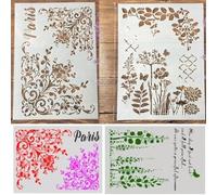 Stencil per dipingere su legno, 2 pezzi, formato A4, 29 x 21 cm, con parole francesi, riutilizzabili, stencil per dipingere su parete, accessori per la creazione di biglietti, decorazioni per la casa