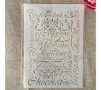 Stencil per dipingere su legno, formato A4, 29 cm, tema: parole francesi, riutilizzabili, stencil per dipingere su pareti, biglietti, decorazioni per la casa