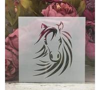 Stencil per dipingere sulle pareti, 15 x 15 cm, motivo: testa di cavallo, riutilizzabili, per disegnare, dipingere, artigianato, modelli per parete, carta, album di ritagli, decorazione della casa