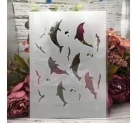 Stencil per dipingere sulle pareti, 29 x 21 cm, formato A4, motivo: delfino oceano, riutilizzabili, per disegnare e dipingere, per decorare la casa su carta da parati e album di ritagli