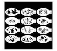 Stencil per Graffiti 12 modelli di pittura cava for il viso, graffiti for feste, spray for trucco, stencil, tatuaggio body art disegnato a mano fai da te(C03)