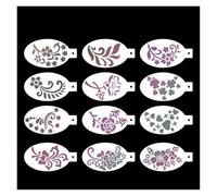 Stencil per Graffiti 12 modelli di pittura cava for il viso, graffiti for feste, spray for trucco, stencil, tatuaggio body art disegnato a mano fai da te(C02)