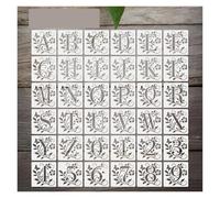 Stencil per Graffiti Set di stencil for numeri e alfabeto floreale da 36 pezzi 9,5 x 10 cm, modelli in PET riutilizzabili for scrapbooking
