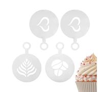 Stencil per il Design del Caffè 4 Pezzi Strumenti Riutilizzabili Cake | Stencil per Latte Art in Acciaio Inossidabile Adatto a Torte, Mousse, Cioccolata Calda, Dessert e Giorno del UN