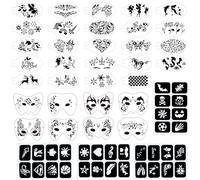 Stencil per il trucco del viso, kit da 36 pezzi, stencil riutilizzabili per tatuaggi sul viso e modelli per il trucco del corpo, ideali per il trucco delle feste di Halloween