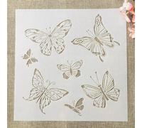 Stencil per la creazione di biglietti, 30 x 30 cm, motivo: farfalle, stencil per dipingere su legno, pareti, mobili, tela, tessuto, album di carta, album di ritagli, decorazione, stile A