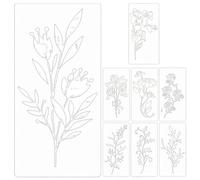 Stencil Per La Pittura Del Legno 8 Pezzi Di Modelli Di Disegno Di Fiori | Stencil Floreali per Progetti Artistici su Legno Parete Pavimento Tela Tessuto Carta Porta