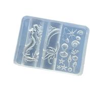 Stencil per nail art in silicone con rilievi animali acquatici tra cui conchiglie di delfini e stelle marine per disegni creativi, stencil per nail art personalizzabili