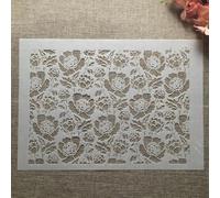 Stencil per pittura, formato A4, 29 cm, con grandi fiori, riutilizzabili, per dipingere su legno, tela, mobili, pavimenti, forniture artistiche fai da te