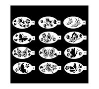 Stencil per pittura murale, Stencil Graffiti 12 pezzi Modelli di pittura cava for il viso for tatuaggi body art for trucco spray(C01)