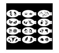 Stencil per pittura murale, Stencil Graffiti 12 pezzi Modelli di pittura cava for il viso for tatuaggi body art for trucco spray(C04)