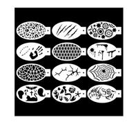 Stencil per pittura murale, Stencil Graffiti 12 pezzi Modelli di pittura cava for il viso for tatuaggi body art for trucco spray(C05)