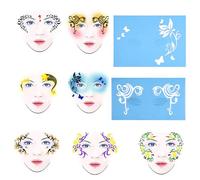 Stencil per pittura per il viso Modello per pittura del corpo Stencil riutilizzabili per trucco viso per bambini Adulti Artisti professionisti 13 pezzi 7 stili Disegni di fiori e