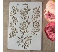 Stencil per pittura su legno, 27,5 x 19 cm, motivo floreale di rosa, stencil riutilizzabili per dipingere su pareti, accessori per la creazione di biglietti, decorazioni per la casa
