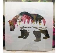 Stencil per pittura su pareti, 30 x 30 cm, motivo: grande orso, riutilizzabile, per disegno, pittura, artigianato, modelli per parete, carta, album di ritagli, decorazione della casa