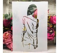 Stencil per pittura su pareti, formato A4, 29 cm, alla moda, motivo: ragazza, riutilizzabile, per disegnare, dipingere, artigianato, per parete, carta, album di ritagli, decorazione per la casa