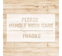 Stencil Per Segnaletica Imballaggi Industriali - in Polipropilene Trasparente Spessore 0,5 mm, Materiale Lavabile e Riutilizzabile - Fragile - Handle With Care - 300X170