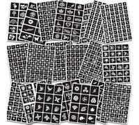 Stencil per tatuaggi temporanei per donne, ragazze e bambini, 480 pezzi con henné Tattoo Stencil Kit, Temporary Indian Arabian Glitter Airbrush Tattoo Stenccils for Face Body Paint DIY