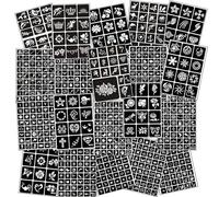 Stencil per tatuaggi temporanei per donne ragazze e bambini, 600 pezzi Henné Tattoo Stencil Kit, Temporary Indian Arabian Glitter Airbrush Tattoo Stenccils for Face Body Paint DIY