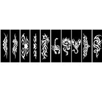 Stencil per tatuaggi tribali da 10 fogli con drago, modelli di tatuaggio dello scorpione per tatuaggi ad aria