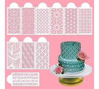 Stencil Per Torte, 10 Pezzi Stencil Torta, Torte Decorare Stencil in Pizzo | Stencil Torte Per Biscotti Fondente Dessert (26,4 X 11,3 cm)