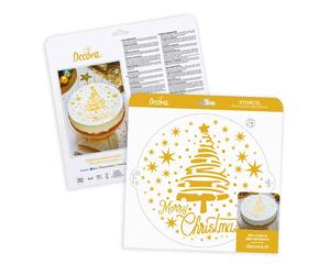 Stencil per torte Albero di Natale e scritta Merry Christmas Ø25 cm Decora