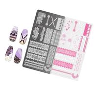 Stencil per unghie Stampino Fiori Unghie Modelli di Stampaggio Francese Stampaggio Piastre Stencil Art Stencil Per Salon Art Stamp Strumento Piatti Francesi Fiori Manicure Immagini Stencil