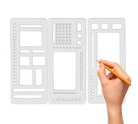 Stencil Planner Set di 3 per riviste, scrapbook e pianificatori - modelli PP flessibili per bambini, adolescenti e adulti, disegno, scarabocchi, lettere, arte fai -da -te creative e rifornimenti di ri