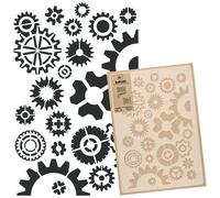 STENCIL riutilizzabile in PLASTICA / 45x65 o 65x95 / Ingranaggi di fabbrica #2
