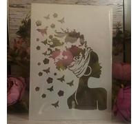 Stencil riutilizzabili, 29 x 21 cm, stencil alla moda per disegni di ragazze e farfalle, per fai da te, arte, artigianato, parete, tela, mobili, album di ritagli, decorazione della casa, stile A