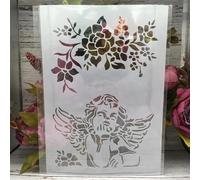 Stencil riutilizzabili, 29 x 21 cm, stencil per disegno di fiori d'angelo, per fai da te, arte, artigianato, parete, tela, mobili, album di ritagli, decorazione della casa