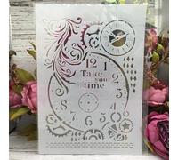 Stencil riutilizzabili, 29 x 21 cm, stile vintage, con ingranaggi a forma di orologio, parole, disegni, stencil per fai da te, artigianato, parete, tela, mobili, album di ritagli, decorazione della