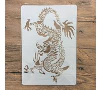 Stencil riutilizzabili a forma di drago, 26 x 18 cm, stencil per pareti in legno, cartoncini in legno di roccia, sottobicchieri, tela, decorazione per la casa