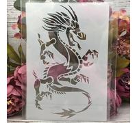 Stencil riutilizzabili a forma di drago, 26 x 18 cm, stencil per pareti in legno, cartoncini in legno di roccia, sottobicchieri, tela, decorazione per la casa