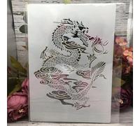 Stencil riutilizzabili a forma di drago, formato A4, 29 cm, stencil per pareti in legno, cartoncini in legno di roccia, sottobicchieri, tela, decorazione per la casa, modello A