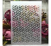 Stencil riutilizzabili, formato A4, 29 cm, stencil 3D a forma di cubo, per pittura su legno, pareti, mobili, pavimenti, modelli a strati per artigianato fai da te decorazione della casa