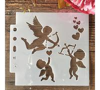 Stencil riutilizzabili per dipingere su legno, 14 x 13 cm, stencil per disegno di angelo Cupido, per scrapbooking, forniture artistiche da parete