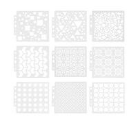 Stencil Template DIY Drawing Mold Reusable Hollow Art Painting Stencils for Notebook Diary Scrapbook Projects Crafting Material PET Size 14cm x 12.8cm 9 Pieces