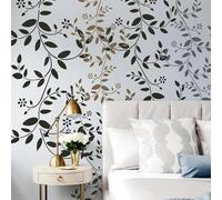 Stencil vintage a forma di foglia di edera per pareti, 60 x 30 cm, grande, riutilizzabile, in plastica, per uso con design botanico, per dipingere su mobili, pareti, pavimenti, decorazione per la casa