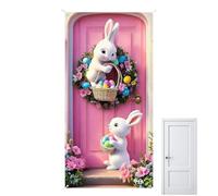 Stendardi Pasquali 90 X 180 Cm Impermeabile Coniglio | Stendardi Pasquali Per La Porta D'Ingresso Per Interno Ed Esterno Casa Ufficio Portico Giardino Patio E Festività