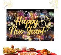 Stendardo Buon Anno,Forniture Per Feste In Tessuto Per Le Vacanze,Striscione per la Festa di Capodanno Forniture | Per Feste Soggiorno Garage Cortile Portico Scuola Ufficio Fattoria Cabina Fotografica