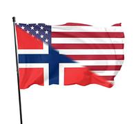 Stendardo con bandiere americana e norvegese - 90x150 cm, per interni/esterni, giardino, decorazione per la casa