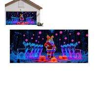 Stendardo Copertura Porta Garage Decorazioni Natale,Sfondo Fluorescente 2D Babbo Natale Cartoon | Decorazione Sfondo Stendardo Porta Garage | per Esterno Festa Portico Parete Cancello Giardino