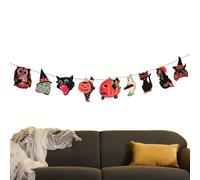 Stendardo Festoni Halloween,Ghirlanda Festiva in Legno 160 cm - Decorazione Tema Halloween Per Cimitero Giardino Portico Finestra Porta