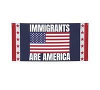 Stendardo "Gli immigrati sono l'America" 4x6 Bandiera "Siamo tutti immigrati" con 4 fori in metallo