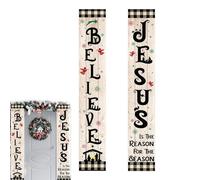 Stendardo Natalizio Presepe - 2 Pezzi Stendardi Gesù per Esterno,Insegna Stile Buffalo Resistente Agli Agenti Atmosferici per Decorazioni Festive per Interni ed Esterni