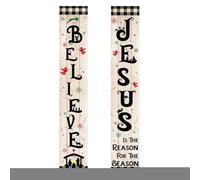 Stendardo Sacro Natale Presepe,2 Pezzi Stendardo Presepe per Esterni | Leggero in Tessuto Scozzese per Interni ed Esterni Porte Ingressi Giardini