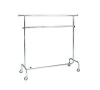 Stender Appendiabiti CROMATO fisso e regolabile con Ruote da 80mm 150/220cm (DOPPIA APPENDERIA)